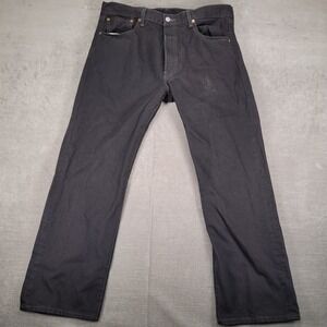 Levi's 501 Button Fly Y2K Vintage Straight Jeans Black Denim Mens Size‎ 38 x 30